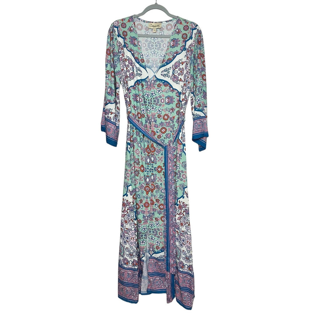 Cleobella Garnet Midi Kimono Floral Blue Green Women XS